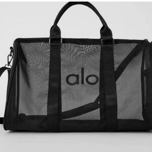 ALO Yoga Black Mesh Duffel Bag with Logo